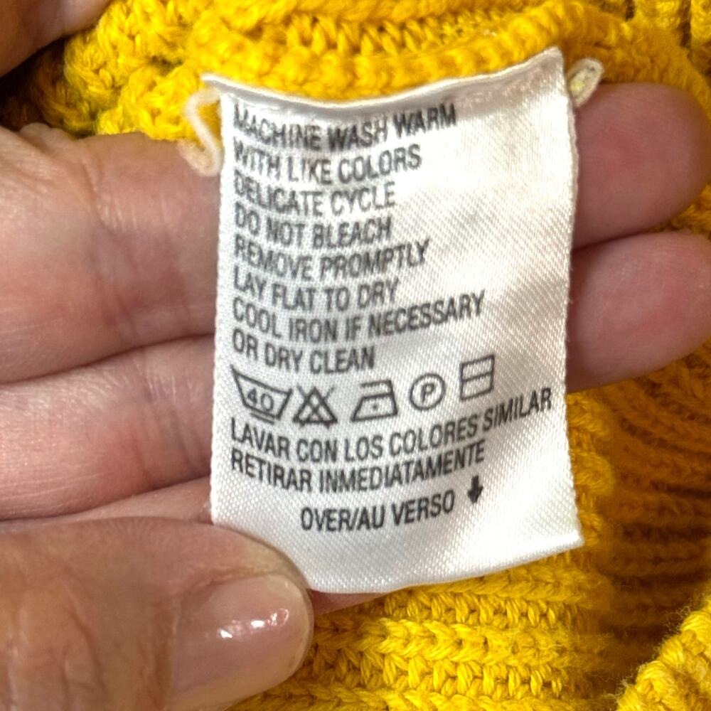 Quarter Zip Ribbed Sweater Women's M Cotton Mock Neck Crop Butter Yellow Preppy - Picture 7 of 9